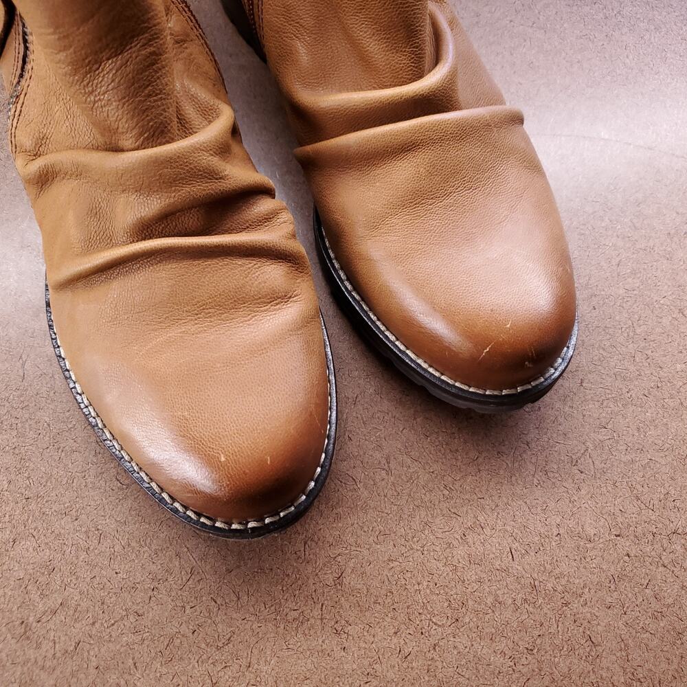 Clarks Clarkwell Leather Zip Ankle Boots Women 7M Tan Low Block Heel Casual - Picture 6 of 10